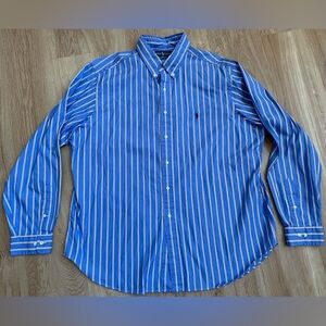 Ralph Lauren classic fit men’s button down shirt blue red stripes XL 18/36-37